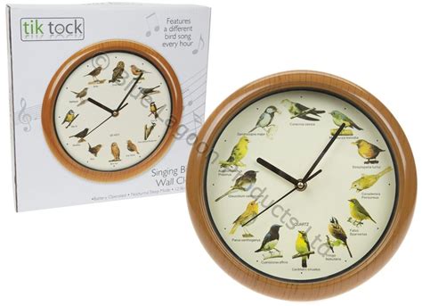 10" Singing Birds Wall Clock 12 Bird Sounds Hour Sleep Mode Battery ...