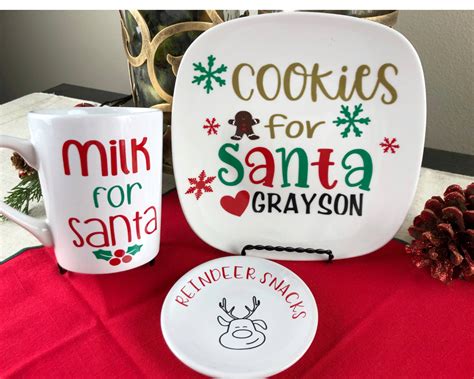 Cookies For Santa Set Santa Cookie Plate Set Santa Milk And Etsy