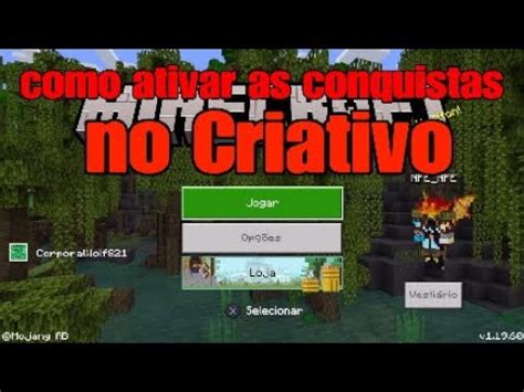 Como Ativar As Conquistas No Criativo Minecraft Youtube