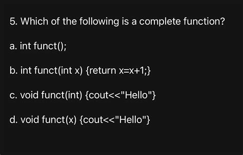 Solved 1 It Is A Part Of A Function Header That Identifies