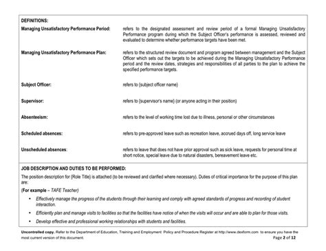 Managing Unsatisfactory Performance Plan In Word And Pdf Formats Page 2 Of 10