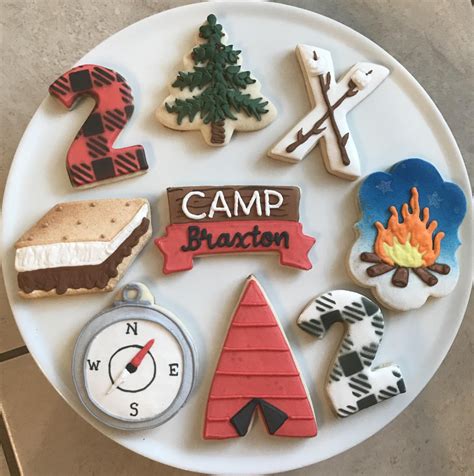 Camp Theme Birthday Cookies One Dozen Etsy Camping Theme Birthday