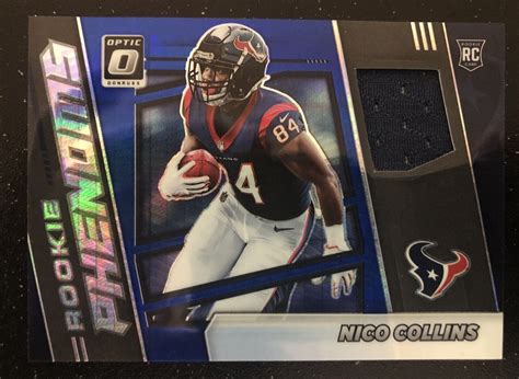 NICO COLLINS 2021 DONRUSS OPTIC ROOKIE PHENOMS PATCH BLUE HYPER PRIZM