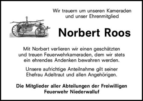 Traueranzeigen Von Norbert Roos Vrm Trauer De