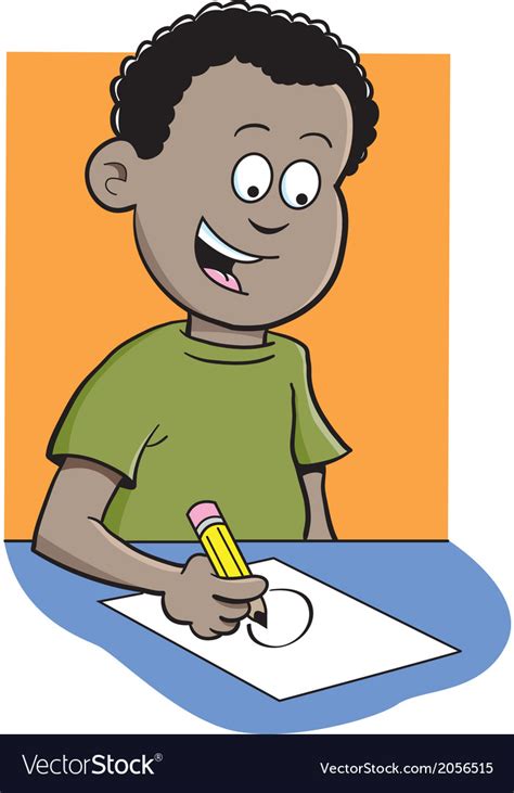 Cartoon Boy Writing Royalty Free Vector Image - VectorStock