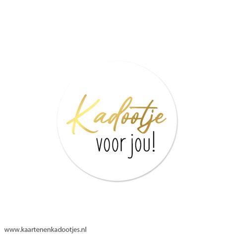 6 Stickers Rond 40 Mm Kadootje Voor Jou Wit Goudfolie Kaarten En