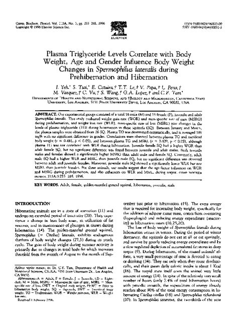 (PDF) Plasma triglyceride levels correlate with body weight, age and gender influence body ...