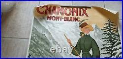 Affiche Ancienne Chamonix Mont Blanc 60 Ans De Sports D Hiver A Faivre