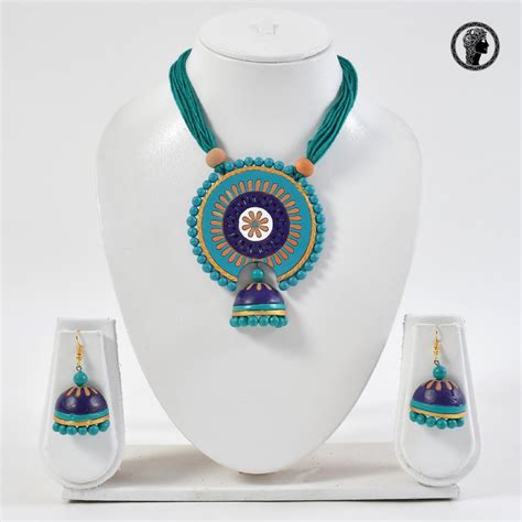 Ethnic Color Handmade Terracotta Necklace And Earrings Set Clios