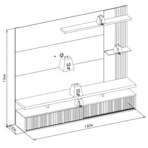 Painel Para TV Maragogi Carvalho Off White Linea Brasil