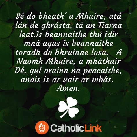 Pray The Hail Mary In Gaelic For St Patrick S Day Catholic Link