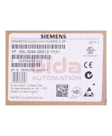 Siemens 6SL3244 0BB12 1PA1 6SL3 244 0BB12 1PA1 SINAMICS G120 Control