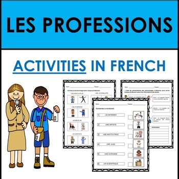 Les Professions Les Métiers French Jobs Professions ACTIVITIES TPT