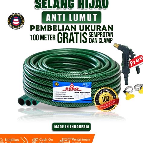 Jual New Stock SELANG AIR BENANG HIJAU 1 2 5 8 3 4 INCH 100 METER