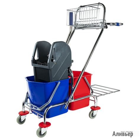 Тележка уборочная brabix, 2 съемных ведра 20 л, механический отжим ...