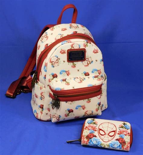 Loungefly Disney Marvel Spider Man Mini Backpack And Wallet Set Floral Ebay