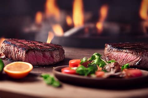 Premium Ai Image Grilled Beef Steak Background