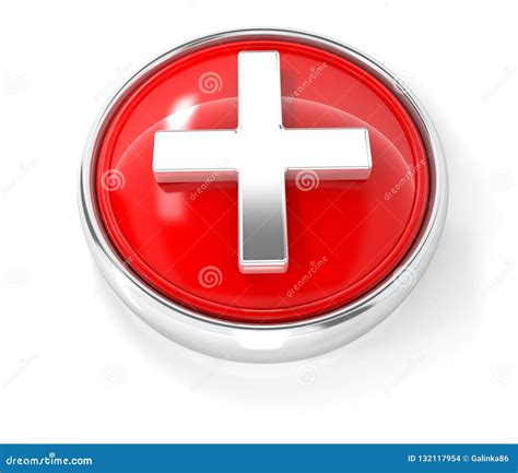 Plus Icon On Glossy Red Round Button Editorial Stock Image