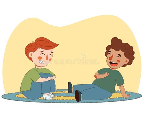 Smiling Boys Kids Playing Together Vector Art Stock Vector