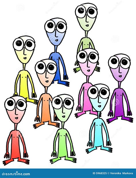 Ufo Aliens Group Cartoon Illustration Cartoondealer