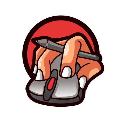 Mouse With Hand Illustration Logo Computer Personal 3463189 Vector Art