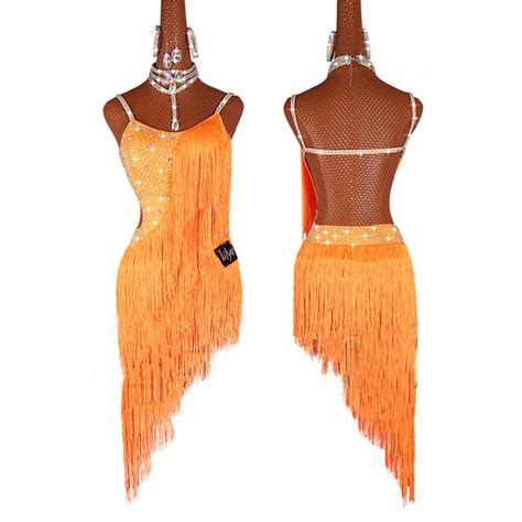 Fringe Dress Latin Dance Dress Women Yellow Orange Tassels Ballroom