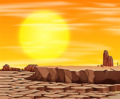 Sunset in desert scene 614049 Vector Art at Vecteezy