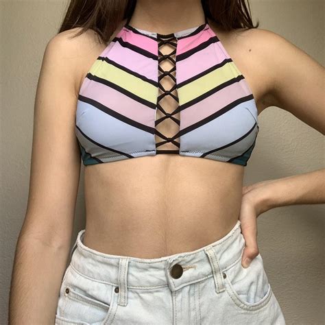 Victorias Secret Pink Halter Bikini Top With Depop