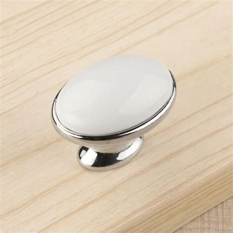 modern fashion simple white ceramic drawer cabinet knobs pulls silver ...