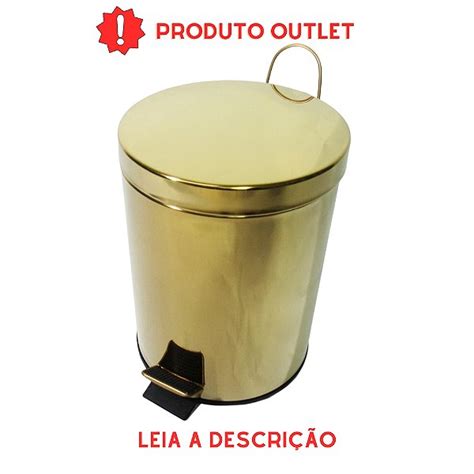 Lixeira Dourada Em A O Inox Para Banheiro Pedal Outlet Fineza Fgs