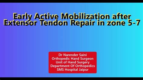 Early Active Mobilization After Extensor Tendon Repair Youtube