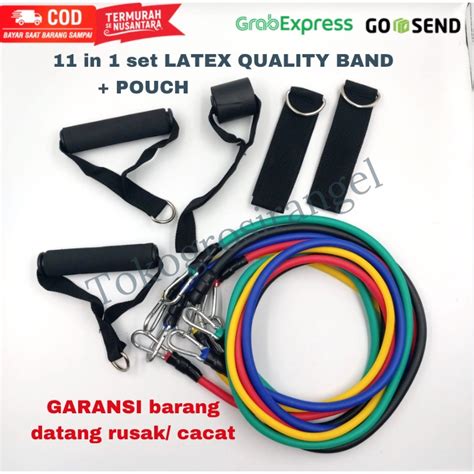 Jual Resistance Band Set 11 In 1 Karet Elastis Panjang Gym Tali Alat