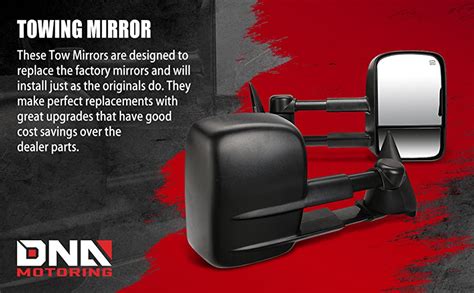 Dna Motoring Twm T Bk L Powered Heated Towing Mirror Compatible