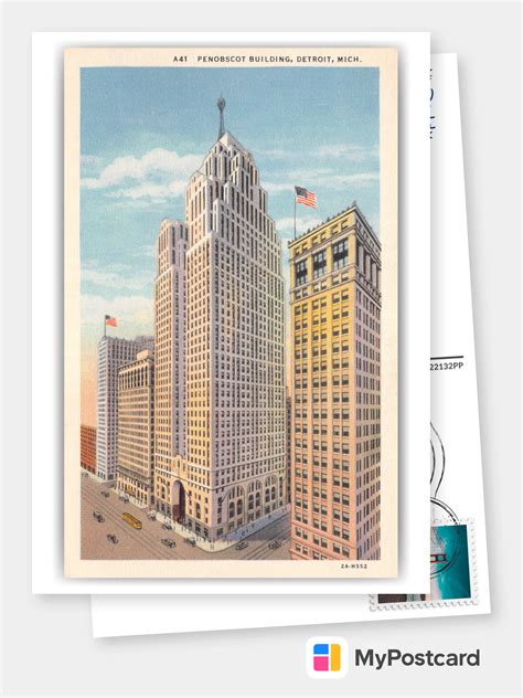 Detroit Michigan Penobscot Buildings Vintage And Antique Postcards 🗺 📷 🎠 Send Real Postcards