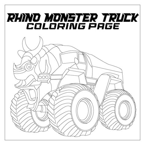 Coloriage Monster Truck Rhino Pour Les Enfants Vecteur Premium