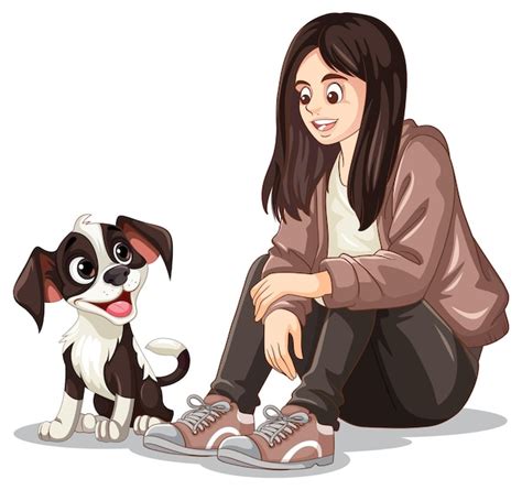 Adolescente Jugando Con Su Perro Vector Gratis