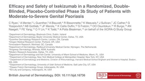 Efficacy And Safety Of Ixekizumab In A Randomized Double Blinded