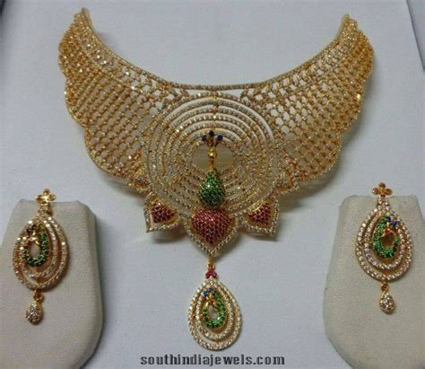 Bridal Diamond Peacock Choker Set South India Jewels