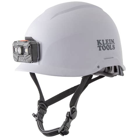 Safety Helmet Non Vented Class E With Rechargeable Headlamp White