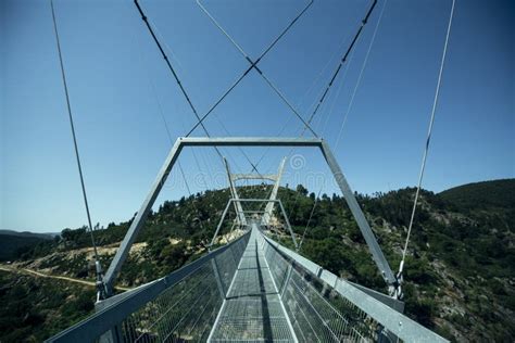 In The Arouca Bridge Longest Suspension Bridge Portugal Stock