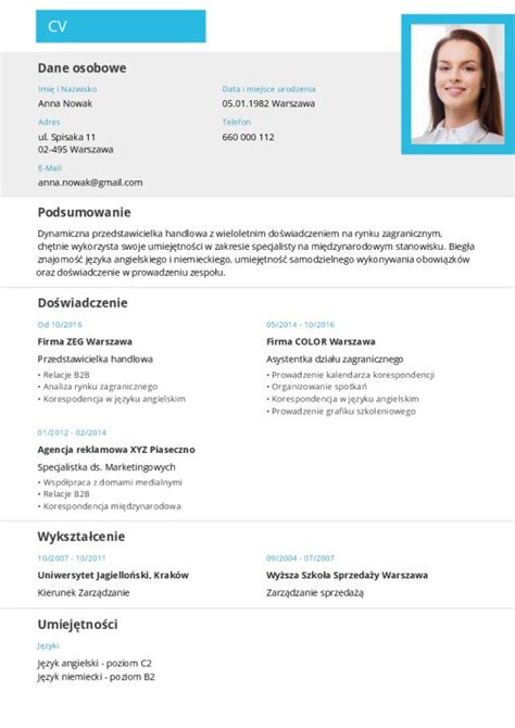 Nowoczesny Szablon Cv Dwukolumnowe Cvhero