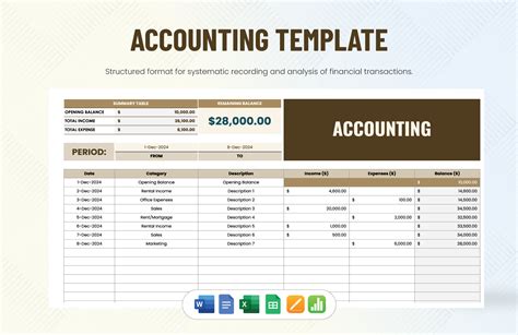 Accounting Template In Google Docs Apple Pages Word Excel Google