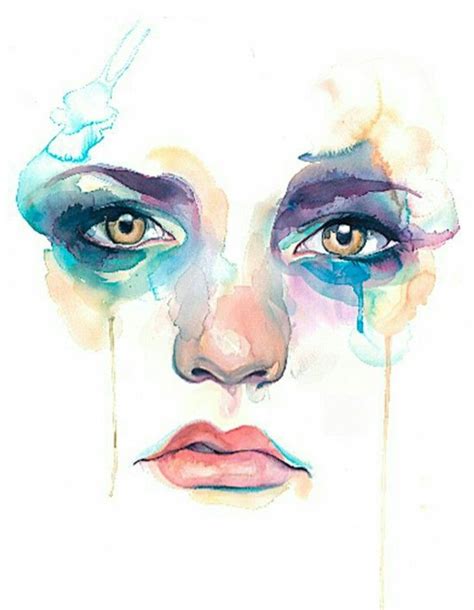 Watercolor Face Portrait By Marion Bolognesi