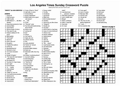 Daily Crossword Puzzle Printable – Jowo - Free La Times Crossword ...