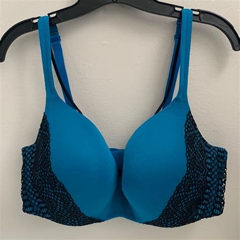 Cacique Aqua Blue Black Lace Underwire Women S Bra Gem