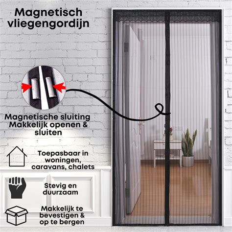 Bol Magnetisch Vliegengordijn Vliegengordijn Deur Zwart 100