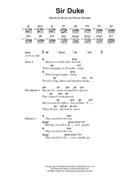 Sir Duke By Stevie Wonder Guitar Chords Lyrics Guitar Instructor