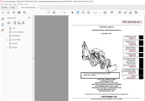 John Deere Backhoe Loader Jd410 Organizational Maintenance Manual Pdf