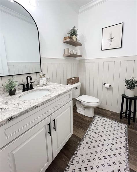 Light Gray Shiplap Half Wall Bathroom - Soul & Lane