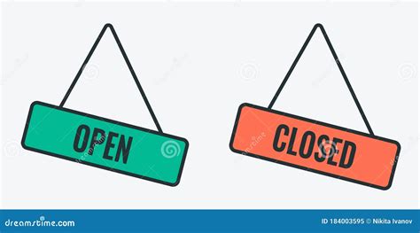 Open And Closed Signs Icons Set Of Vector Illustrations Of Open And